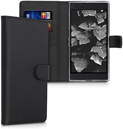 kwmobile Case Compatible with Razer Phone 2 – Wallet Case PU Leather Flip Phone Cover with Card Holder Slots – Black