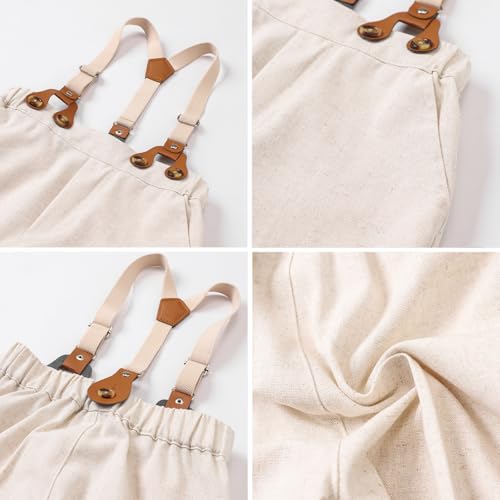 Image of SANGTREE Baby Boy Suit Wedding Ring Bearer Outfits Vest Short Sleeve Bowtie Shirt Suspender Summer Gentleman Shorts Sets
