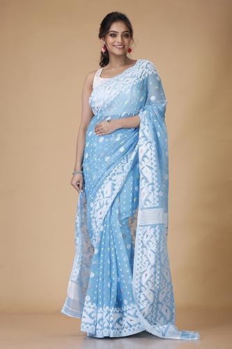 Image of OISHANI SAREE GHOR Women's Traditional Bengal Cotton Silk Soft Jamdani Saree - Beautiful design and Quality - Without Blouse Piece