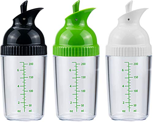 Nicunom 3 Pack Salad Dressing Shaker Container, 7 Oz Salad Dressing Mixer Bottle Mixer Dispenser, Dripless Pour, Soft Grip, BPA Free by Nicunom - Used condition - US$12.52
