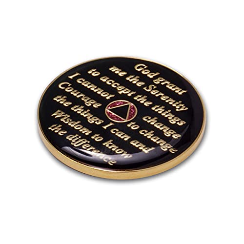 Image of 8 Year Sobriety Coin | Glitter Triplate AA Chip | Recovery Anniversary Token (Pink)