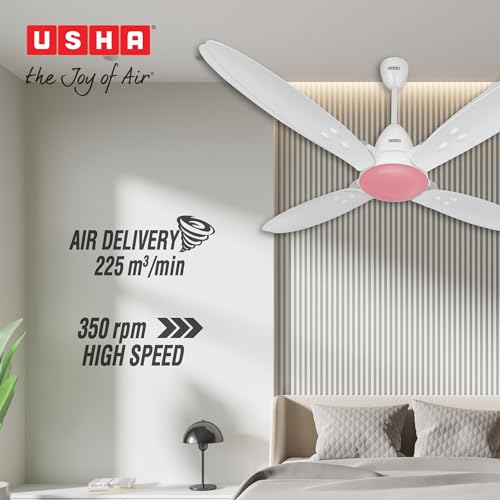 Image of USHA Bloom Lily Nova 4-Blade BLDC Ceiling Fan |100% Copper Motor |Bi-Directiona|RF Remote |Sleep, Boost & Timer Mode |Whisper-Quiet |Dust-Resistant |3Y Motor & 2Y PCB Warranty | White & Light Pink