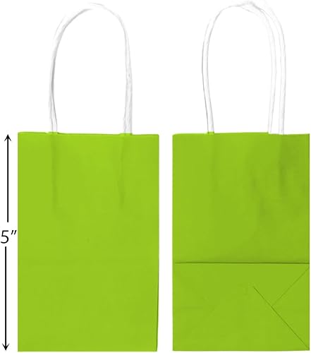 Miniatura 2 de Kiwi - Bolsas de papel kraft verde para fiestas, 5 pulgadas, 1 unidad, perfectas para eventos temáticos de colores y regalos