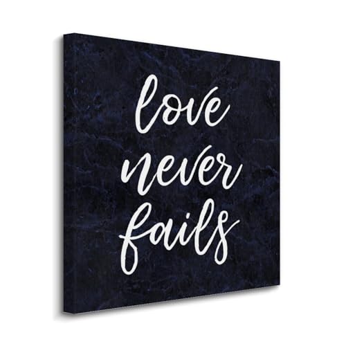 Lienzo decorativo motivacional Yelolyio con frase cristiana Love Never Fails para colgar