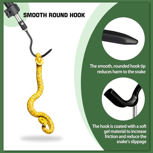 Image of 2pcs Snake Hook Set, Telescopic Snake Catcher Stainless Steel Snake Handling Tool for Moving Ball Rattlesnakes Python Copperhead with Long Handle (35-64inch&26inch)