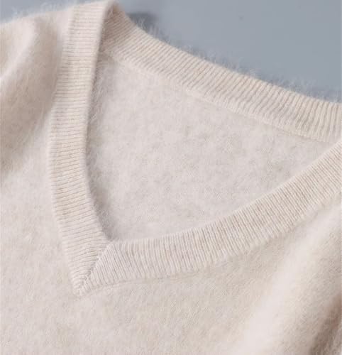 Men's Solid Color Casual Loose V-Neck Warm and Comfortable Simple Long-Sleeved Cashmere Sweater2