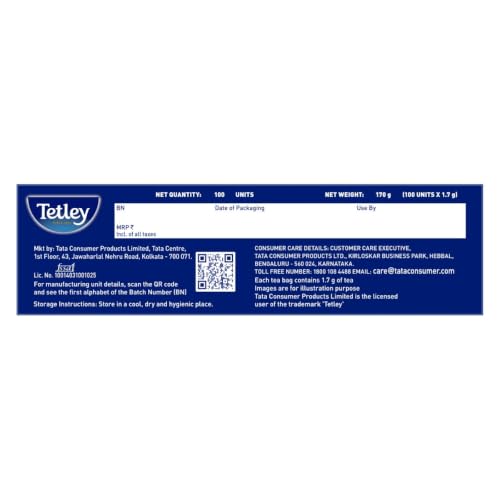Image of Tetley Original Black Tea,Pack of 100 Tea Bags,100 grams
