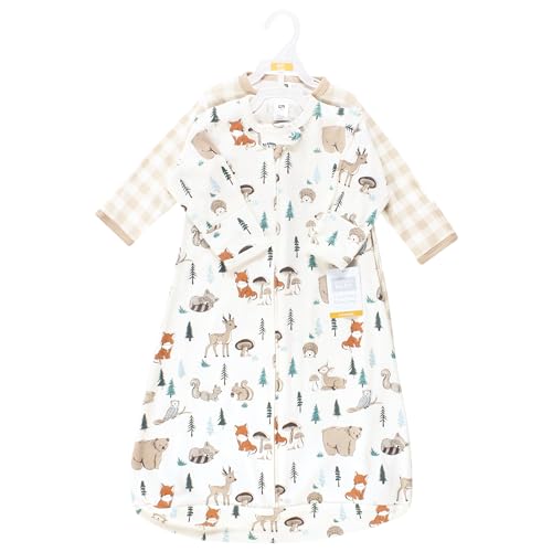 Image of Hudson Baby Unisex Baby Cotton Long-Sleeve Wearable Sleeping Bag, Sack, Blanket, Boy Woodland Pals, 3-9 Months