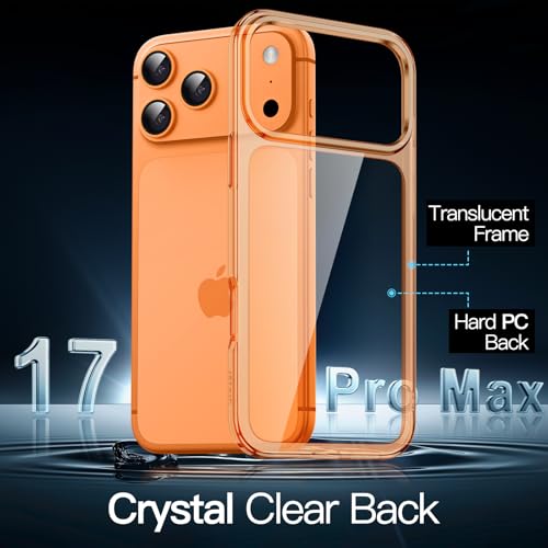 Image of JETech Case for iPhone 17 Pro Max 6.9-Inch, Non-Yellowing Shockproof Phone Bumper Cover, Anti-Scratch Clear Back (Orange)