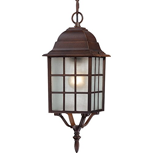 Image of Nuvo Lighting 60 /4912 Adams One Light Hanging Lantern 100 Watt A19 Max. Frosted Glass Rustic Bronze Outdoor Fixture