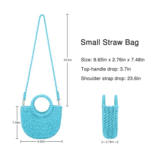 Image of Womens Straw Beach Bag Woven Crossbody Shoulder Bags Top Handle Satchel Handbag Purse for Summer