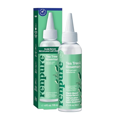 Renpure Tea Tree & Rosemary Scalp Serum, Plant-Based - Refreshing & Rebalancing - For Moisturized, Soft Hair - For Oily/Normal Hair- Tea Tree Leaf Oil, Rosemary Leaf Extract - 4 Fl Oz