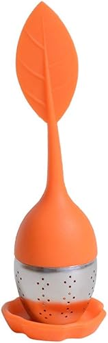 Miniatura 4 de Filtro infusor de té, mango de silicona, infusor de té suelto, colador de bola de té de acero inoxidable con forma de hoja para tazas de té, tazas,