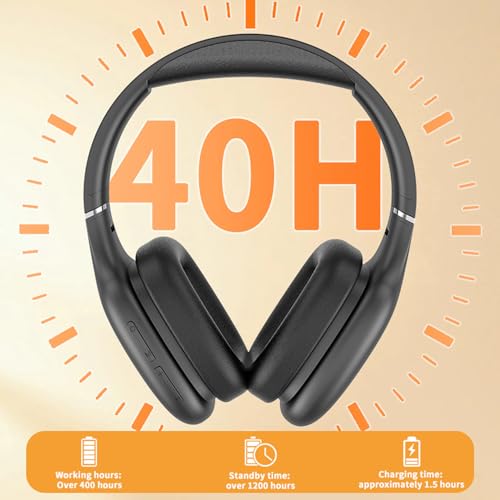 Image of iFAST Foldable Wireless Stereo Headphone | 40 Hours Music & Calls| Dual Mode (Wired & Wireless) Gaming Headset with Adjustable Headband [ Black ]