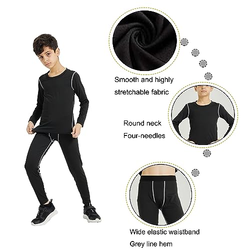 YUSHOW Boys Compression Sets Base Layer Long Sleeve Compression Shirts and Pant Moisture Wicking Quick Dry Athletic Sports4