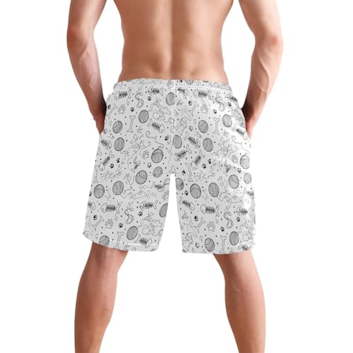 Quick Dry Fish Skeletons Men's Swimming Shorts Swim Trunks with Mesh Lining Beach Wear - S2