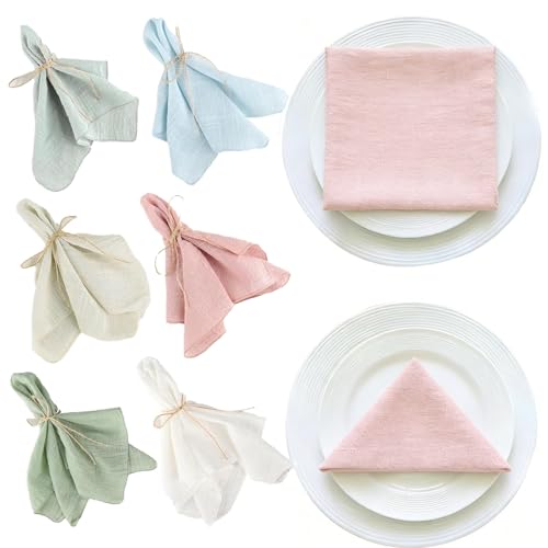 Cloth Napkins Cotton Napkins and Linen Napkins Set of Eight Hemmed Edge Design in Assorted Colours Fabric Napkins for Dining and Table Settings 32 X 32 Cm Dimensions