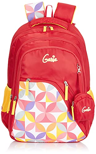 Image of Genie Spray Backpack for Women - 3 compartments, Stylish and Trendy College Backpacks for Girls, Water Resistant and Lightweight Bags, Easy to Carry Backpacks for Women. Collection (Red)