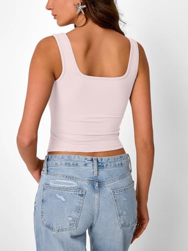 Trendy Queen Summer Tops for Women Going Out Teen Girls Cute Crop Tank Top Y2K Basic Bow Clothes Square Neck 2025 Camisole4