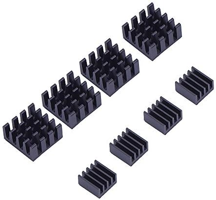 Mudder 8 Piece Black Aluminum Heatsink Cooler Cooling Kit for Raspberry Pi 3, Pi 2, Pi Model B+