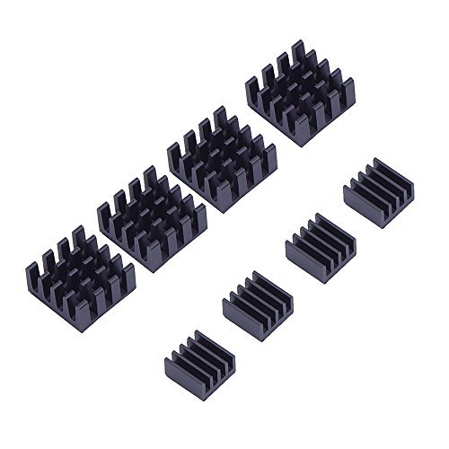 8 Piece Black Aluminum Heatsink Cooling Kit for Raspberry Pi