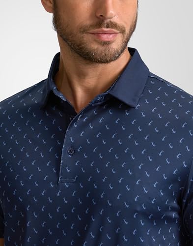 Image of Obla Mens Golf Polo Shirts Short Sleeve Dry Fit Performance Moisture Wicking Casual Print Collared Golf Shirts for Men