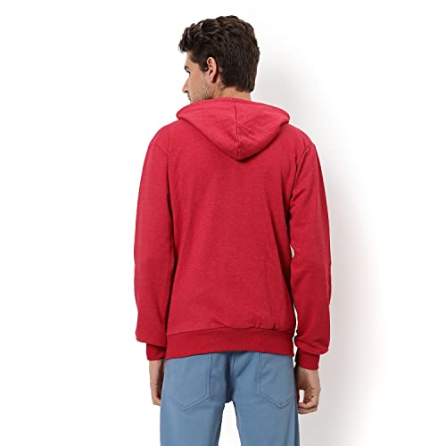 Image of CAHOOT Men's Dark Blue Zip-Front Hoodie with Contrast Drawstring for Casual Wear | Long Sleeve | Hooded Neck | Zipper Closure | Cotton Sweatshirt Crafted with Comfort Fit for Everyday Wear