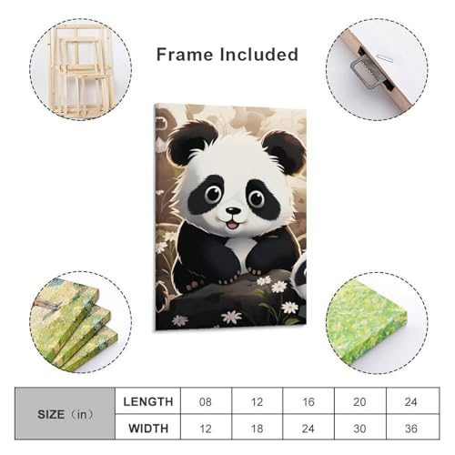 Toile murale panda avec cadre suspendu déco 50x75 cm - 2