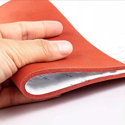 High Temp Resistant Silicone Sponge Pad, Red Self-Adhesive Soft Foam Mat Board for Industrial Laminating Press Equipment(500x1000x2mm)
