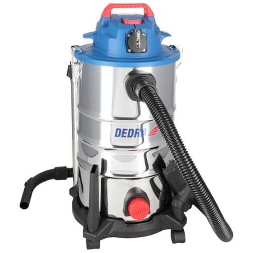 Dedra DED6612 – odkurzacz bezworkowy 1400 W na sucho i mokro 30 L, siła ssąca 21 kPa, gniazdo do elektronarzędzi 2000 W, funkcja wydmuchu, stalowy zbiornik, teleskopowa rura metalowa