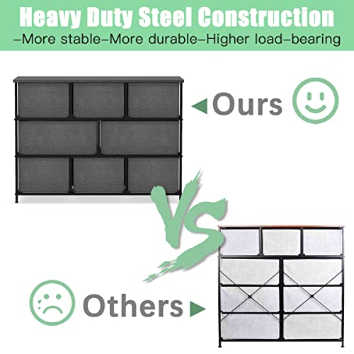 Fabric Storage Organizer Clothes Drawer Dresser, Dresser Storage Tower For Bedroom, Hallway, Entryway, Closets, Heavy Duty Steel Construction, Wood Top (Gray-8 Drawer) #TOP3