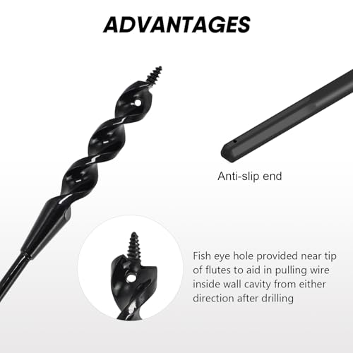HUAALIUCHE 36-Inch Flexible Installer Drill Bit for Pulling Wires, 1/2" Auger with Screw Point & Fish Eye, 3/16" Anti-Slip Shank - Includes Protective Storage Tube for Walls Ceilings Conduits by HUAALIUCHE - Used condition - Image 6