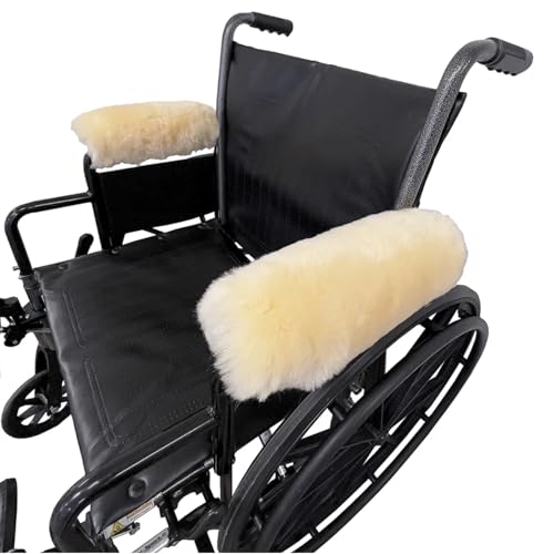 Sheepskin Ranch Sofsheep Real Sheepskin Armrest Covers for Wheelchairs & Office Chairs – Soft Cushion Arm Pads for Pressure Relief, Comfort & Support