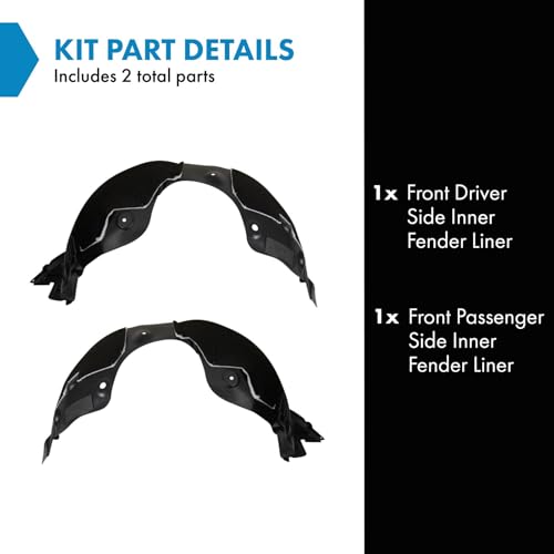 Image of TRQ Front Driver and Passenger Side Inner Fender Liner Set Compatible with 2013-2016 Hyundai Santa Fe