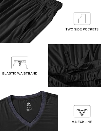 MoFiz-Ensemble-de-Pyjama-Femme-Bambou-Manche-Courte-Vetements-de-Nuit-Ete-Sleepwear-Doux