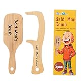 BlueForest Era 2 PCS Bald Mans Comb, Funny Gag Gift No Teeth Head Brush and Comb Set for Bald Men, Wooden Hairless Combing Boss Day Father's Day Over The Hill Party Prank Novelty Gift for Men