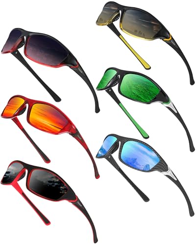 Image of Frienda 6 Pack Polarized Sport Sunglasses for Men Multipack Fit over Glasses Pack Lot Set Men's Sport Fishing Eyeglasses