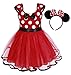AmzBarley Robe À Pois Tutu Robes Princesse Costume Bébé Fille Enfant Manches Courtes Fête Anniversaire Halloween Cosplay Partie Déguisement Oreilles Souris Bandeau,4-5 ans,Rouge 02 avec Bandeau,120