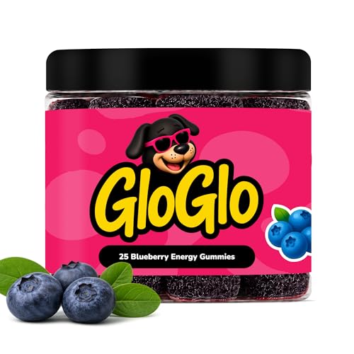 Image of GloGlo Dextrose Energy Chews | Glucose Gummies for Running, Cycling & Endurance | Fast Glucose Gel Packs Alternative for Long Runs & Rides | Running Gummies Built for Athletes | Vegan, Gluten Free | Blueberry | 25 Gummies Jar