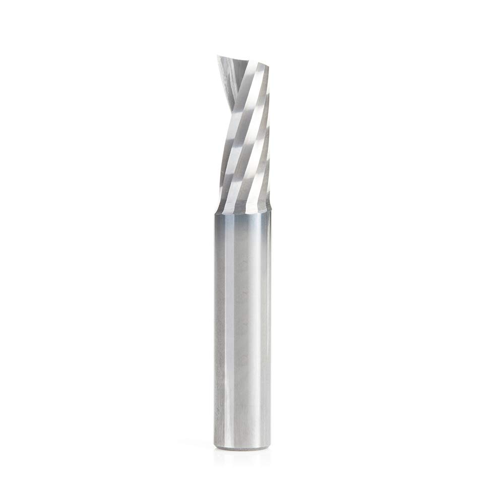 Amana Tool 51844 CNC SC Spiral O Single Flute Aluminum Cutting 3/8 D x 7/8 CH x 3/8 SHK x 2-1/2 Inch Long Up-Cut Router Bit withMirror Finish