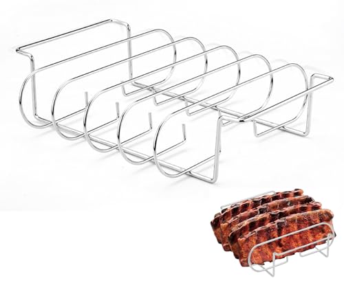 Generico Supporto per Costine da Barbecue | Griglie in Acciaio al Carbonio,Porta Bistecche per Barbecue Cucina all Aperto Campeggio Cottura E Riposo