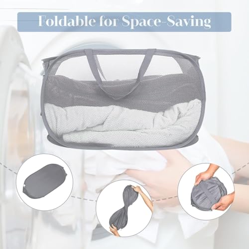 Image of MosQuick Large Capacity Premium Durable Laundry Basket for Clothes Multipurpose Cloth Storage with Handles Foldable Space Saving Lightweight Grey