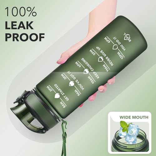 Image of Enerbone 24 oz Water Bottle, Leakproof BPA & Toxic Free, Motivational Water Bottle with Times to Drink and Straw, Fitness Sports Water Bottle with Strap for Office, Gym, Outdoor Sports