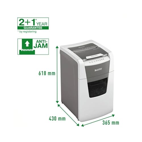 Leitz IQ Autofeed Destructora de Papel de Corte Transversal P4 para Oficinas Pequeñas, Automática, 150 Hojas, Papelera de 44 Litros, Blanca, 80130000 - imagen 3