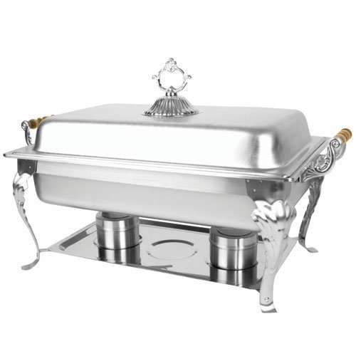 Thunder Group SLRCF8532, 8-Quart Full Size Chafer with Wood Handle, Commercial Stainless Steel Chafing Dish