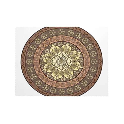 Brown Mandala Tablecloth,52X70 Inch,Waterproof Stain Wrinkle Resistant Print Tablecloths,For Kitchen Indoor Outdoor Events Party Decor-Rectangle Table Clothes For 4 Ft Tables,Pale Green Umber Cocoa #TOP1