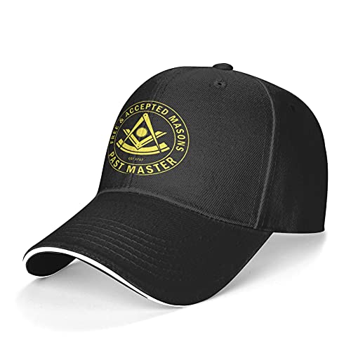 YINGJIE Past Master F & Am Masonic Freemason Unisex Sandwich Cap Fishing Outdoor Sport Baseball Cap Sun Caps Adjustable Trucker Dad Hat Black, One Size