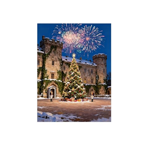 Toile Arbre de Noël nuit ville pour créer une ambiance festive dans la chambre