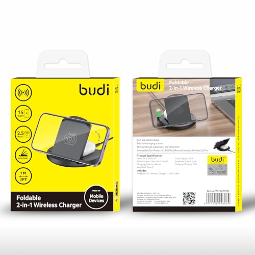 Chargeur sans fil induction Budi pliable pour deux appareils