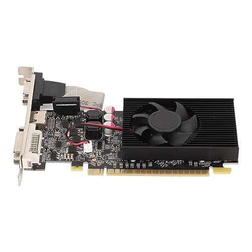 Scheda Grafica per Giochi GT730 2G, Scheda Grafica Discreta GDDR3 da 2 GB a 64 Bit con Ventola di Raffreddamento, 810 MHz 1300 MHz, PCI Express 2.0 16X, VGA DVI HDMI, Supporto